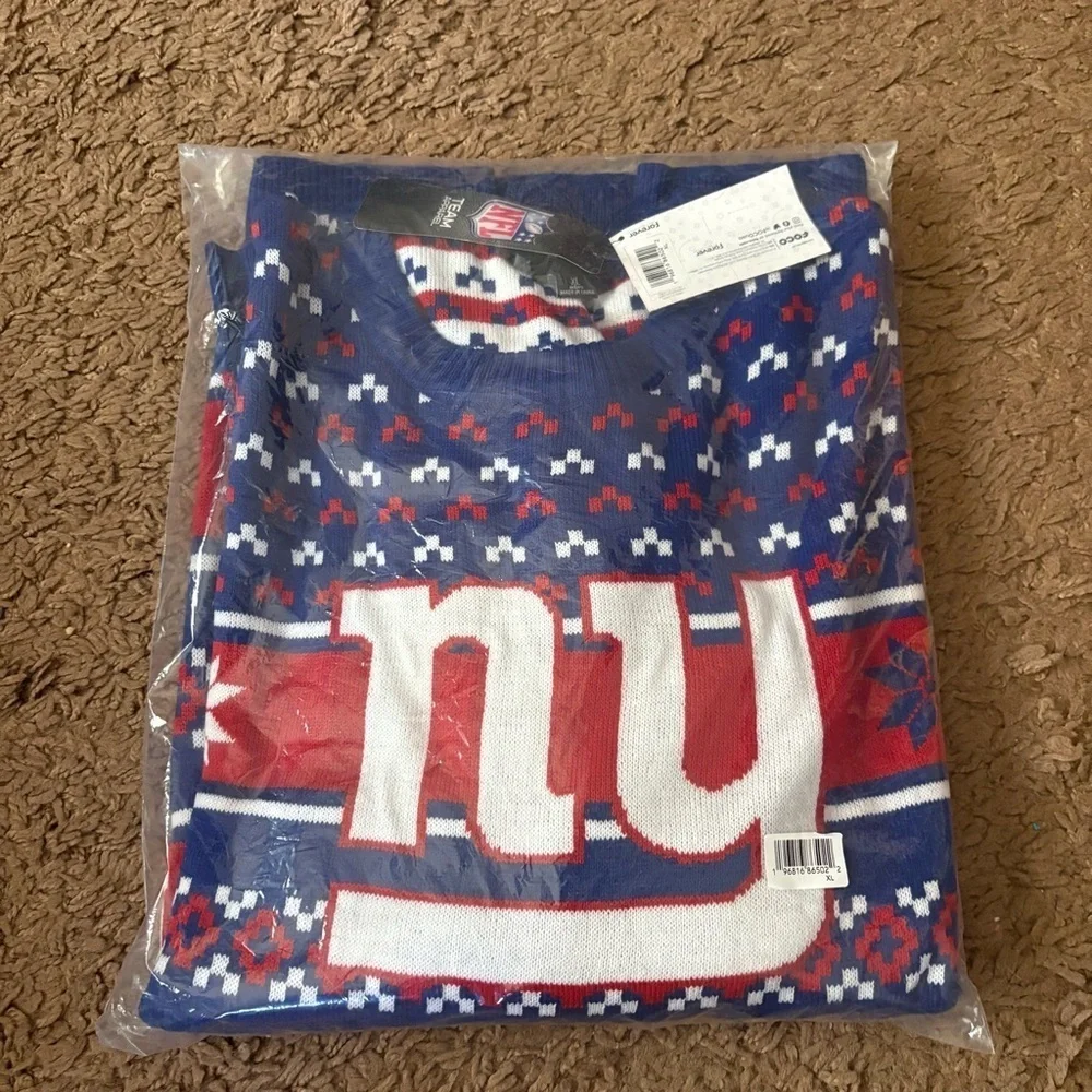 New York Giants Ugly Christmas Sweater NEW XL Blue Red FOCO NFL Football